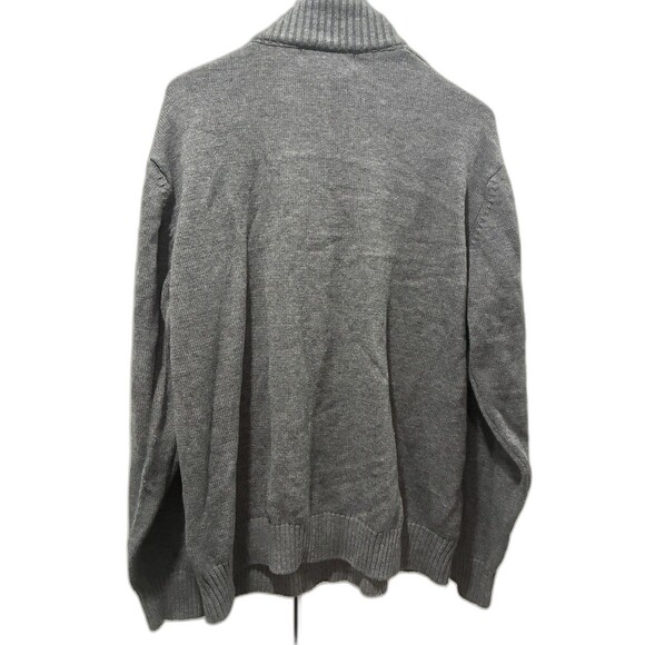 U.S. Polo Assn. Gray Cable Knit Fleece Lined Quarter Zip Sweater Men's XL - Picture 2 of 5